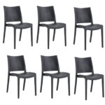 KIT 6 SILLAS POLIPROPILENO COCINA BAR RESTAURANTE SILLA INTERIOR EXTERIOR NEGRO 580FL