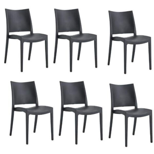KIT 6 SILLAS POLIPROPILENO COCINA BAR RESTAURANTE SILLA INTERIOR EXTERIOR NEGRO 580FL