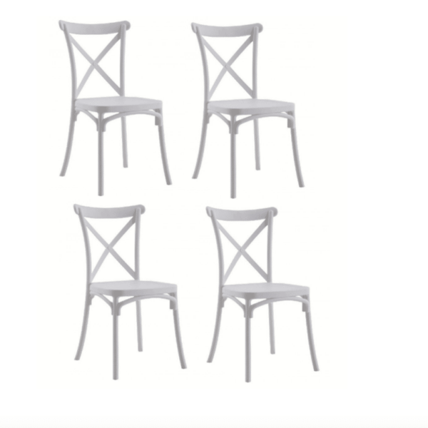 KIT 4 SILLAS POLIPROPILENO COCINA BAR RESTAURANTE SILLA INTERIOR EXTERIOR BLANCO 412
