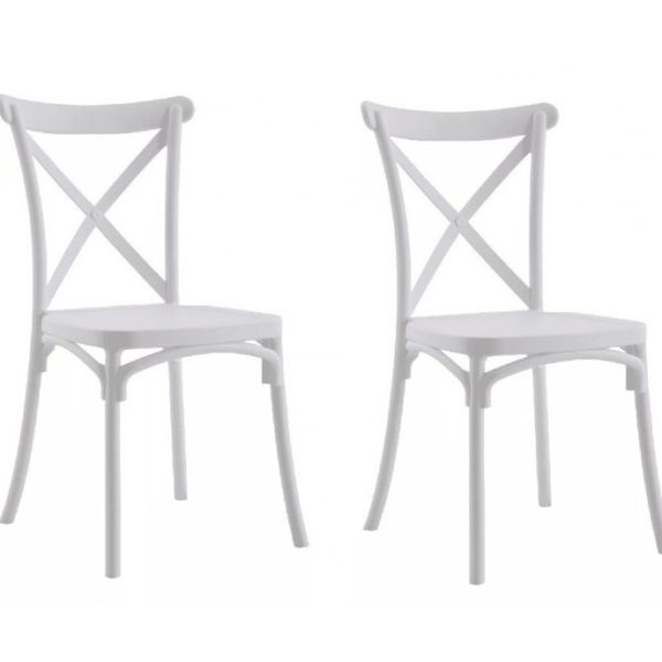 KIT 2 SILLAS POLIPROPILENO COCINA BAR RESTAURANTE SILLA INTERIOR EXTERIOR BLANCO 412
