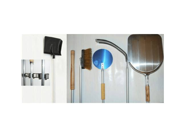 KIT DE PALAS DE PIZZA PALA Q+ BRASAS+18+CEPILLO P+CENIZAS+2X SOPORTE DE PARED DEL HORNO 7