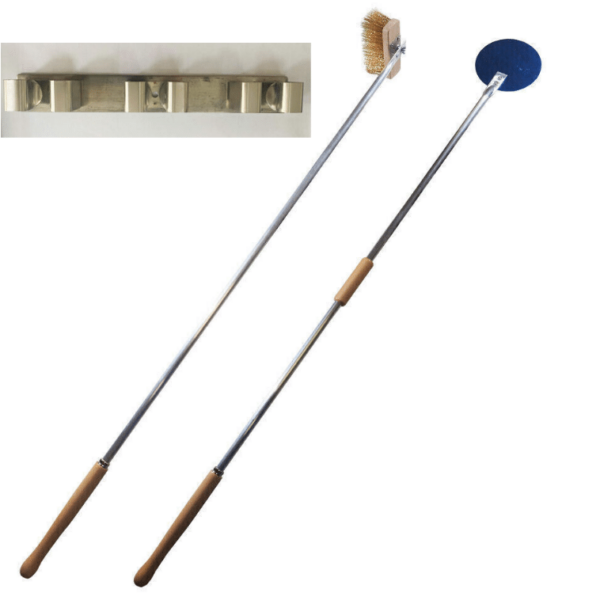 KIT SET PALA 18 + PINCEL P.+ SOPORTE DE PARED PIZZA HORNO DE LEÑA PALAS PIZZAS 3 PIEZAS