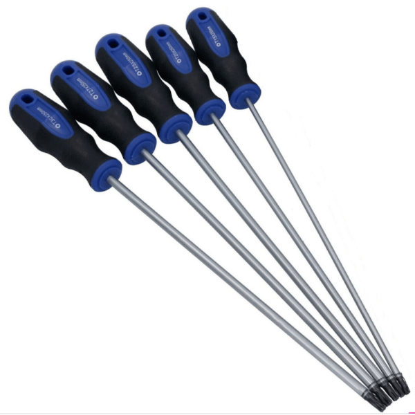 KIT DE DESTORNILLADORES ESTRELLA TORX DE 300 MM DE LARGO CON ORIFICIO T15 T20 T25 T27 T30 CRV 020X