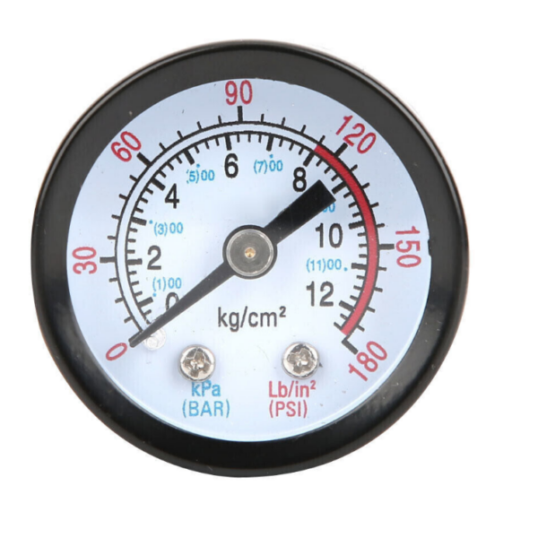 COMPRESOR DE AIRE MANÓMETRO 12 BAR 180 PSI 1/4" ACERO 14S