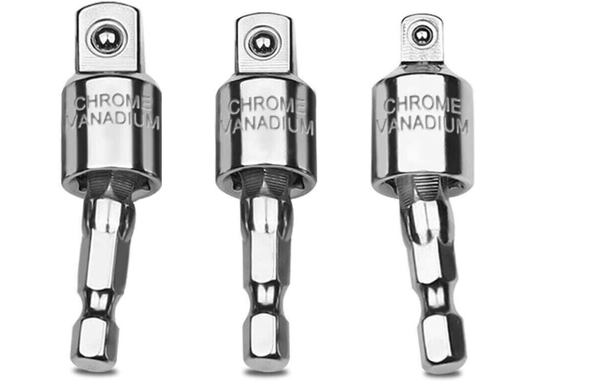 17909 KIT 3 ADAPTADORES UNIÓN PARA ACCIONAMIENTO 1/4 PARA VASOS DE TALADRO ATORNILLADOR 1/4 3/8 1/2 LI