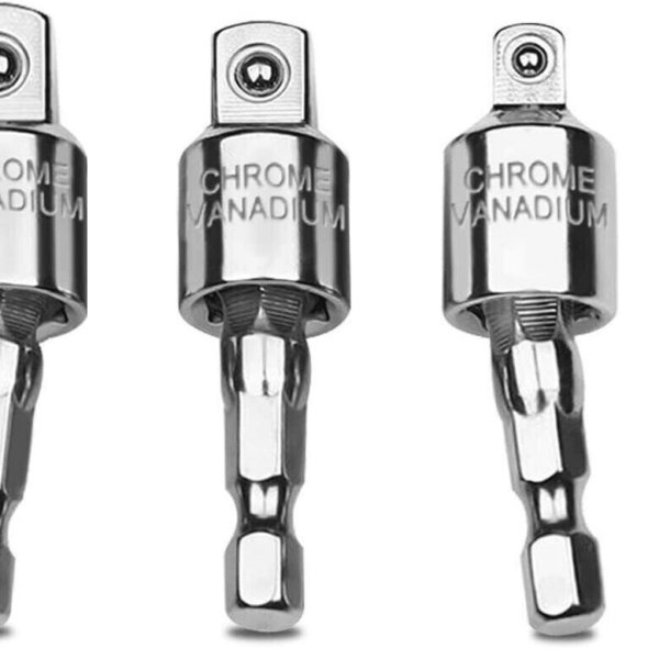 KIT 3 ADAPTADORES UNIÓN PARA ACCIONAMIENTO 1/4 PARA VASOS DE TALADRO ATORNILLADOR 1/4 3/8 1/2 LI