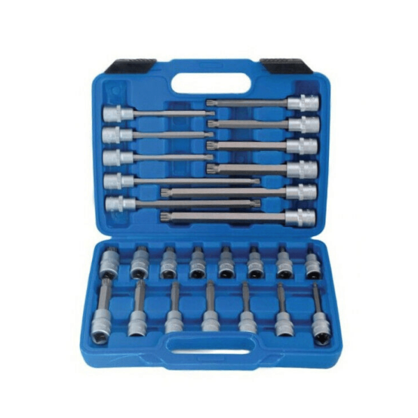 LLAVES DE VAO 26 PIEZAS PUNTAS ACANALADAS XZN 1/2" LARGO MECÁNICO M5 M16 612sa