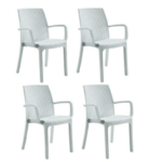 KIT 4 SILLAS POLIPROPILENO BAR RESTAURANTE INTERIOR EXTERIOR IMITACIÓN RATÁN BLANCO DFN