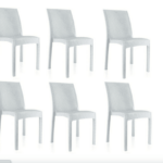 KIT 6 SILLAS DE POLIPROPILENO BAR RESTAURANTE INTERIOR EXTERIOR IMITACIÓN RATÁN SL BLANCO