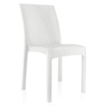 POLIPROPILENO BAR RESTAURANTE SILLA IMITACIÓN RATÁN INTERIOR EXTERIOR APILABLE SL BLANCO