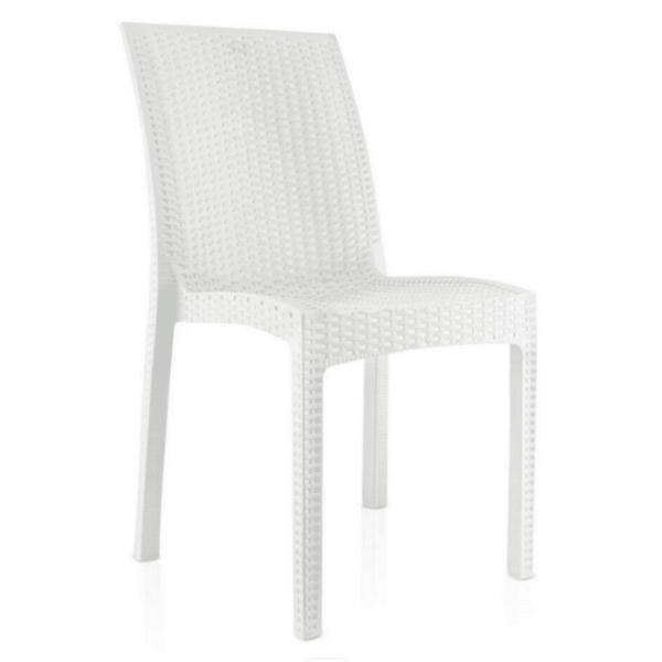 POLIPROPILENO BAR RESTAURANTE SILLA IMITACIÓN RATÁN INTERIOR EXTERIOR APILABLE SL BLANCO