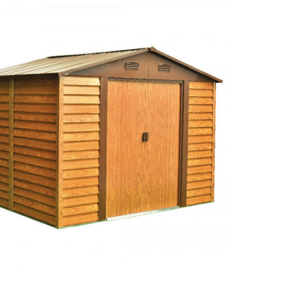CASETA DE JARDÍN CON TECHO A DOS AGUAS EN PORTAHERRAMIENTAS DE CHAPA 6,5 M² MARRÓN 163