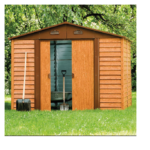 CASETA DE JARDÍN CON TECHO A DOS AGUAS EN PORTAHERRAMIENTAS DE CHAPA 6,5 M² MARRÓN 163