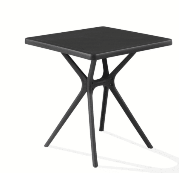 MESA CUADRADA PARA JARDÍN INTERIOR EXTERIOR POLIPROPILENO NEGRO 70x70x74h 634v