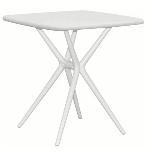 MESA CUADRADA PARA JARDÍN INTERIOR EXTERIOR POLIPROPILENO 70x70x74h BLANCO 641v