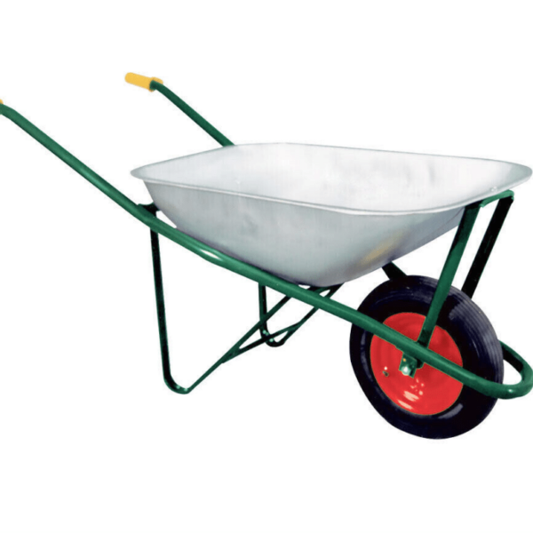 CARRETILLA DE JARDÍN DESMONTADA BAÑERA DE CONSTRUCCIÓN 75LT RUEDA NEUMÁTICA GALVANIZADA 586sx