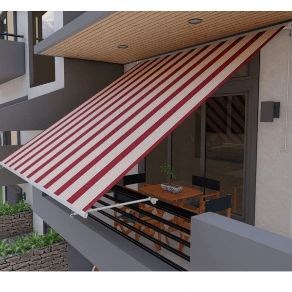 TOLDO DESPLEGABLE BALCÓN SIN COFRE 3x2.5 MT BEIGE/BURDEOS BRAZOS 4900