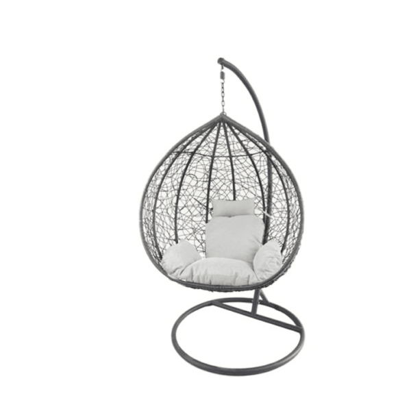 SILLÓN COLGANTE COLUMPIO COLGANTE SILLA DE JARDÍN BALCÓN GRIS CON COJÍN 890
