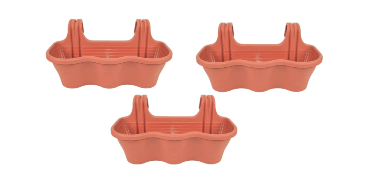 17691 KIT 3 PIEZAS 3 PLAZAS JARDINERA BALCÓN BALCÓN BALCÓN PLÁSTICO MARRÓN CM 53x28x25H 584d