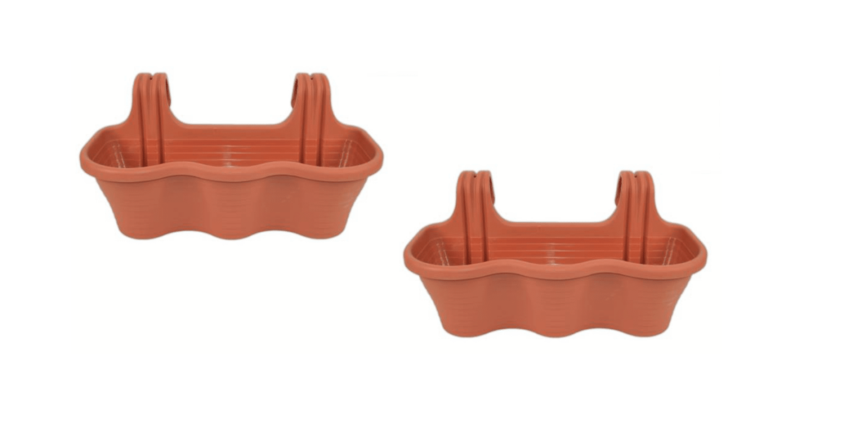 KIT 2 PIEZAS 3 PLAZAS JARDINERA BALCÓN BALCÓN MARRÓN PLÁSTICO CM 53x28x25H 584d