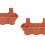 KIT 2 PIEZAS 3 PLAZAS JARDINERA BALCÓN BALCÓN MARRÓN PLÁSTICO CM 53x28x25H 584d