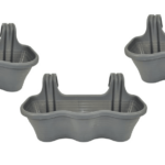KIT 3 PIEZAS 3 PLAZAS JARDINERA BALCÓN BALCÓN PLÁSTICO GRIS CM 53x28x25 H 577d