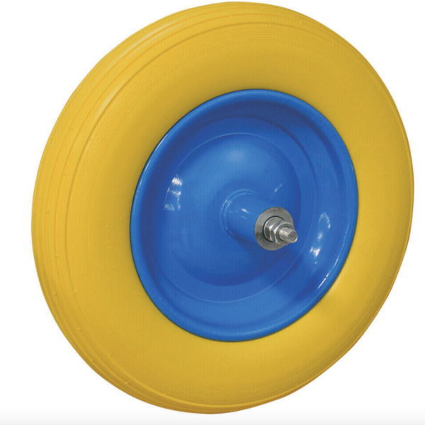 RUEDA DE POLIURETANO PARA AGUJERO DE CARRETILLA DE 135 MM DE LARGO COJINETE DE PERNO 36 CM 068