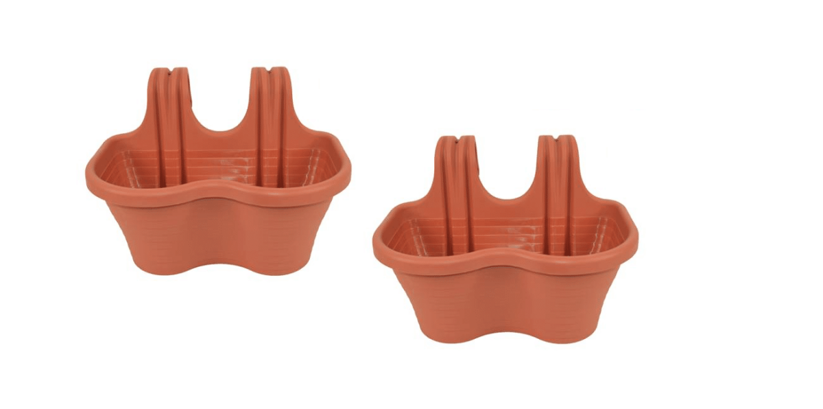 17655 KIT 2 PIEZAS 2 PLAZAS JARDINERA BALCÓN BALCÓN BALCÓN PLÁSTICO MARRÓN CM 37x28x25 H 607d