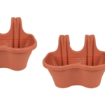 KIT 2 PIEZAS 2 PLAZAS JARDINERA BALCÓN BALCÓN BALCÓN PLÁSTICO MARRÓN CM 37x28x25 H 607d