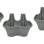 KIT 3 PIEZAS 2 PLAZAS JARDINERA BALCÓN BALCÓN PLÁSTICO GRIS CM 37x28x25 H 591d