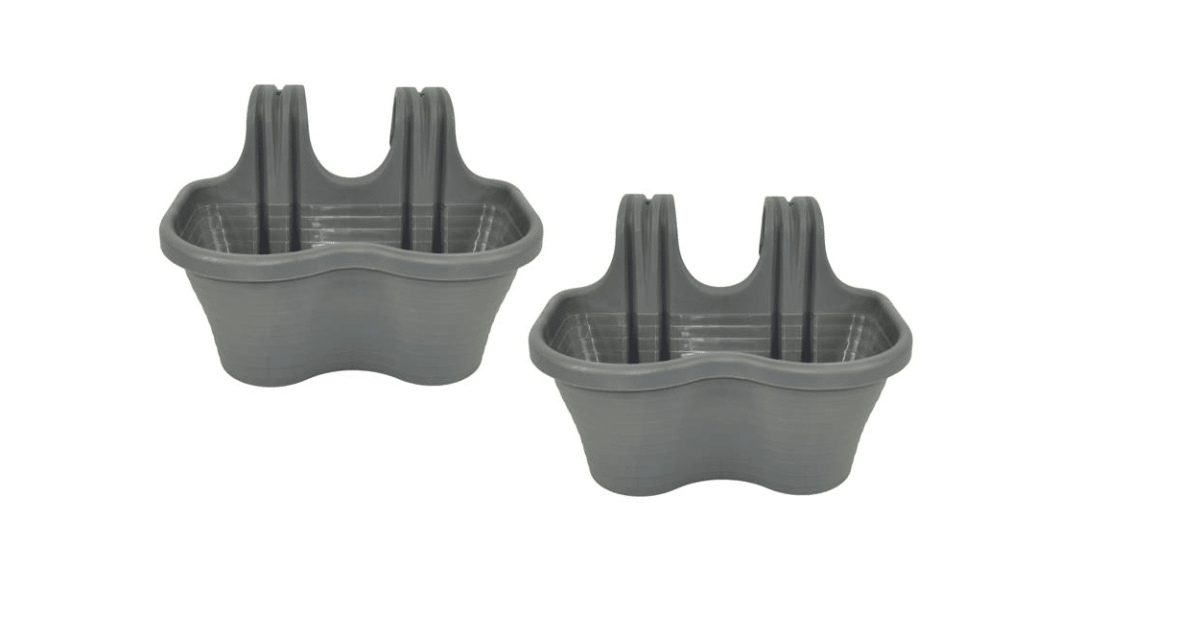 KIT 2 PIEZAS 2 PLAZAS JARDINERA BALCÓN BALCÓN PLÁSTICO GRIS CM 37x28x25 H 591d