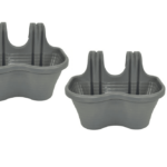 KIT 2 PIEZAS 2 PLAZAS JARDINERA BALCÓN BALCÓN PLÁSTICO GRIS CM 37x28x25 H 591d