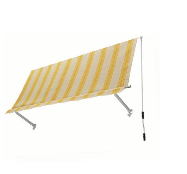 TOLDO DESPLEGABLE 2.5X2.5MT SIN CAJA AMARILLO BLANCO BRAZOS BALCÓN 3932