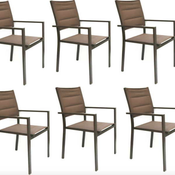 KIT 6 SILLAS APILABLES BAR RESTAURANTE INTERIOR EXTERIOR JARDÍN MARRÓN 749