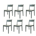 KIT 6 SILLAS POLIPROPILENO BAR SILLA RESTAURANTE INTERIOR JARDÍN EXTERIOR ANTRACITA