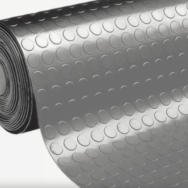 Alfombrilla de goma antideslizante Cubierta de suelo de mesa corredera atornillada burbujas vans pvc cm 100h gris oscuro 5 mt
