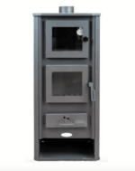 ESTUFA DE LEÑA VIDRIO DE ACERO 12 KW CON HORNO DE LEÑA cm 48x42x117 BEIGE RO248