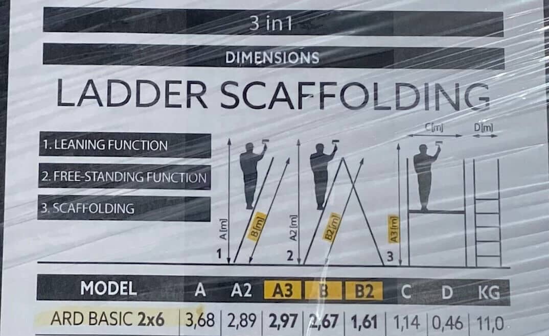 17639 ANDAMIO PLATAFORMA DE ANDAMIO MULTIFUNCIÓN ESCALERA AJUSTABLE 6 PELDAÑOS 032db