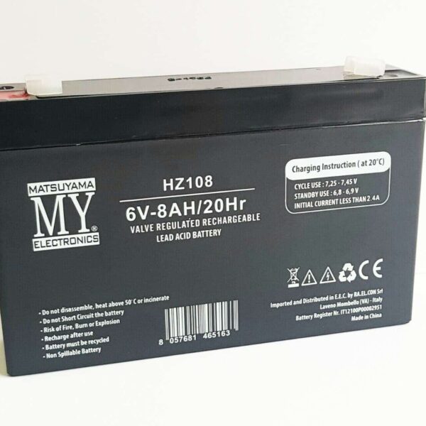 BATERÍA RECARGABLE DE PLOMO-ÁCIDO 6 V 8.0 Ah 20 H 163