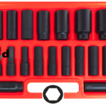 JUEGO DE VASOS 18 PIEZAS CASQUILLOS CUADRADOS HEXAGONALES 10 32 DESTORNILLADOR 1/2"C