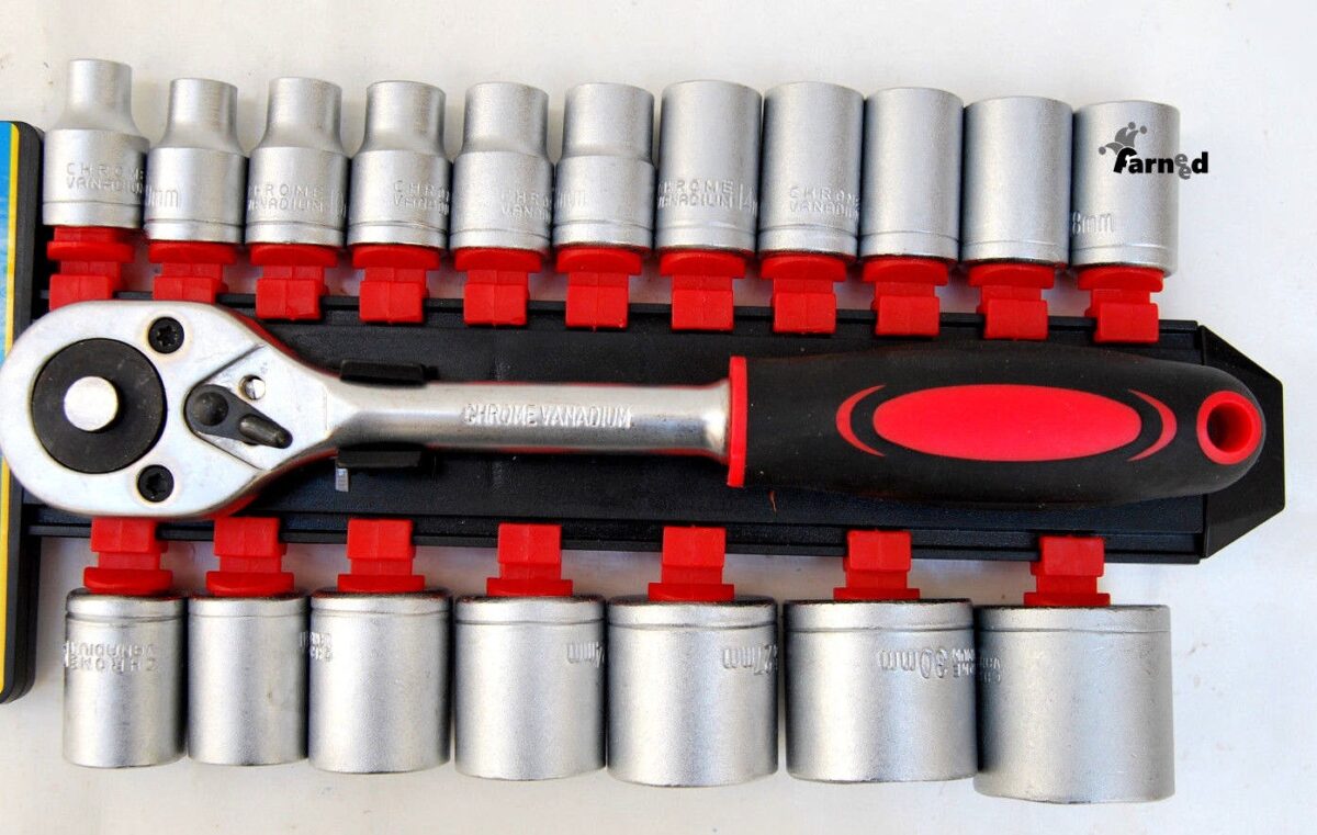 23178 JUEGO DE LLAVES DE VASO DE TRINQUETE REVERSIBLES DE 1/2" 8 A 32 MM 19 PIEZAS 915 OX