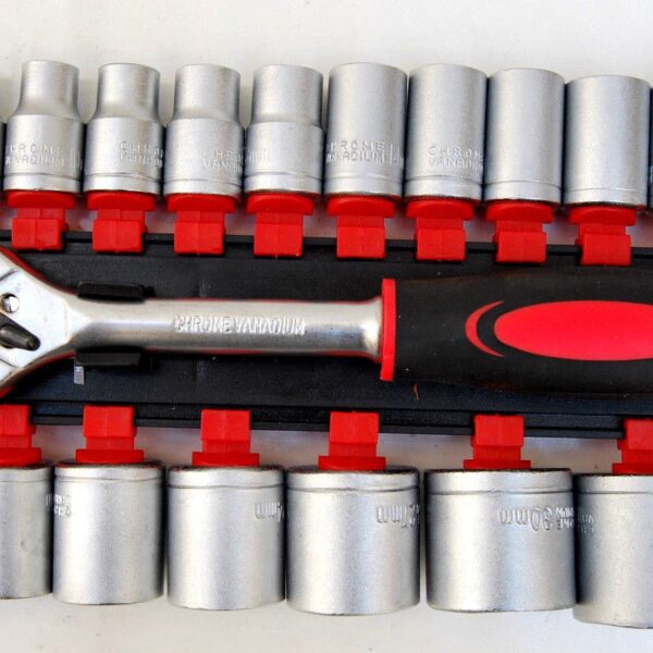 JUEGO DE LLAVES DE VASO DE TRINQUETE REVERSIBLES DE 1/2" 8 A 32 MM 19 PIEZAS 915 OX