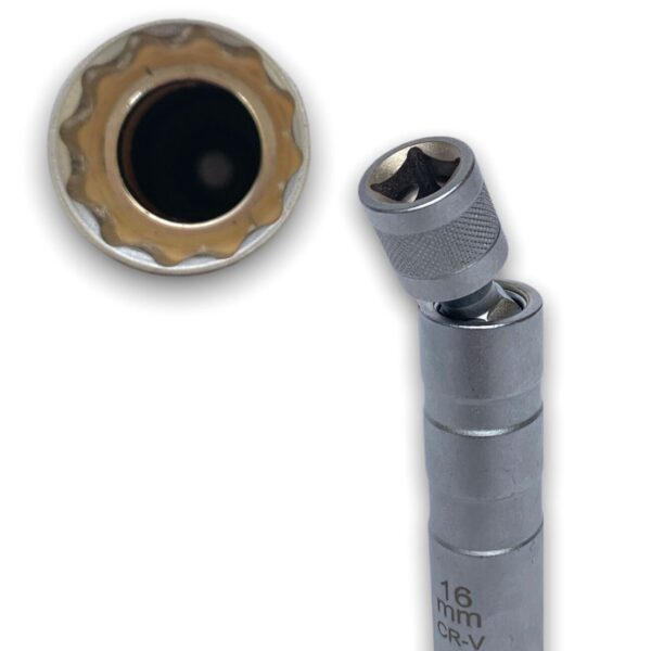 LLAVE DE TUBO PARA BUJÍAS 16MM 3/8" JUNTA DE EXTREMO ESFÉRICA 221