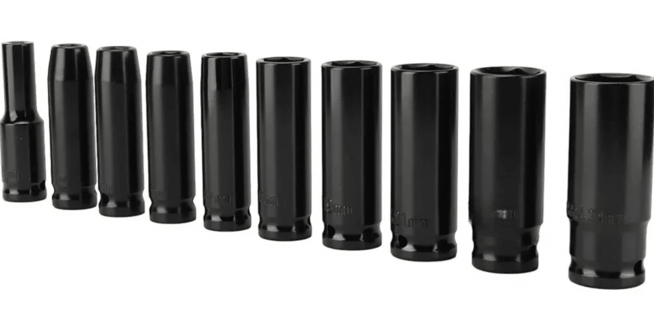 17100 10 piezas de vasos hexagonales largos pulidos negros de 1/2" casquillo de destornillador 8 24 mm ve