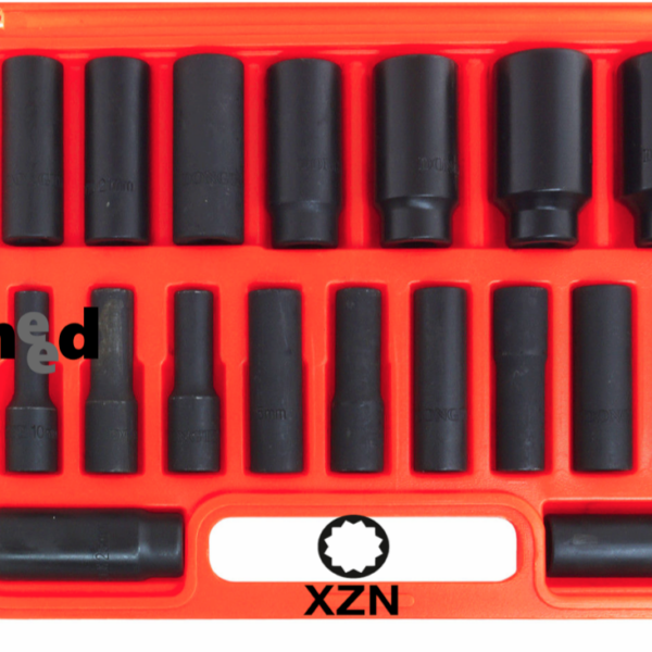 JUEGO DE VASOS: 18 PIEZAS CASQUILLOS XZN ACANALADOS 12 PUNTAS DESTORNILLADOR DE PISTOLA 1/2" c