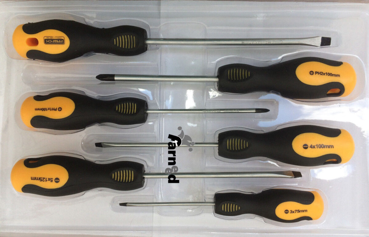 22878 KIT 6 PIEZAS DESTORNILLADORES DE CABEZA FIJA DESTORNILLADORES DESTORNILLADORES CHROME VANADIUM FIREF (LM-AN)