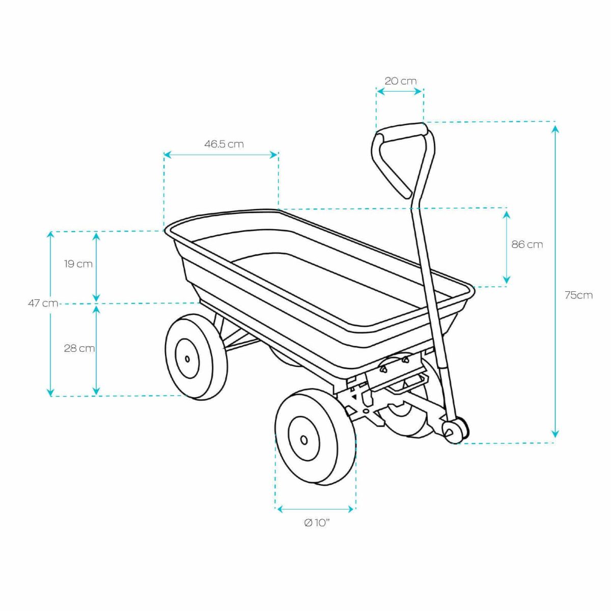 REMOLQUE EMPUJE PORTAHERRAMIENTAS DE JARDÍN VOLQUETE MAX 250KG 484