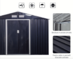 Casa cobertizo caseta trastero jardín caja de herramientas chapa gris 9 m² 3,22x2,77 V02