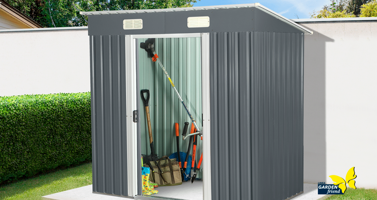 19146 ALMACÉN DE COBERTIZO DE CHAPA METÁLICA PORTAHERRAMIENTAS PARA CABAÑAS DE JARDÍN 582medium