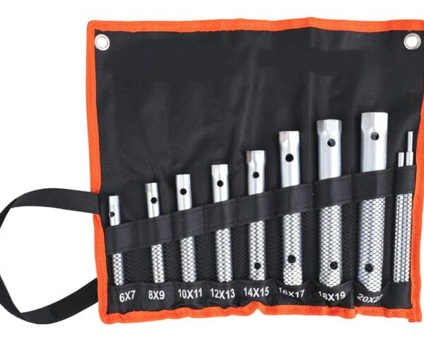 JUEGO DE LLAVES DE TUBO HEXAGONAL 10 PIEZAS 6 A 22 MM LLAVE DE BUJÍA DE ACERO 466A $